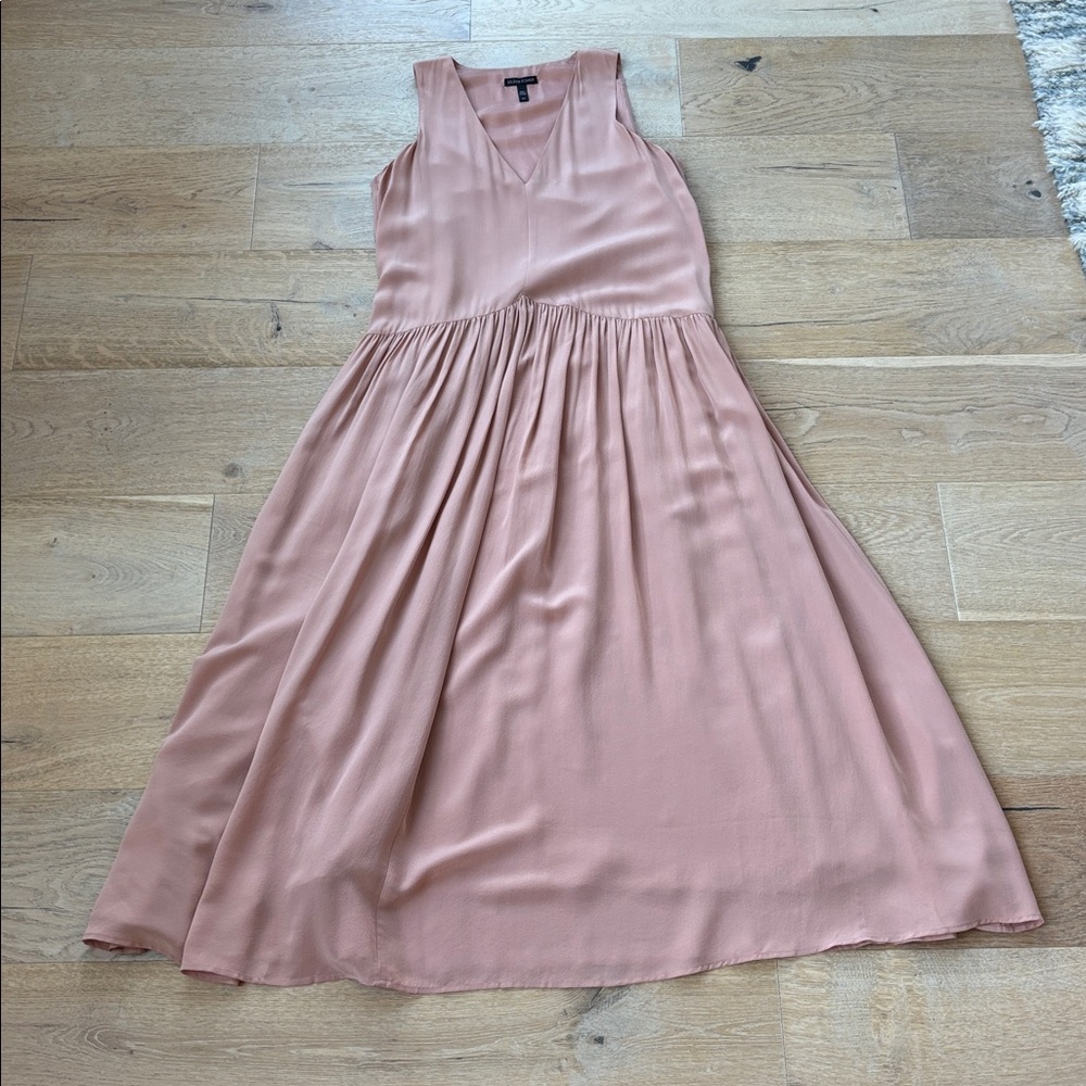 Eileen Fisher Silk Crepe De Chine Drop Waist Dress Sz S - Picture 3 of 7